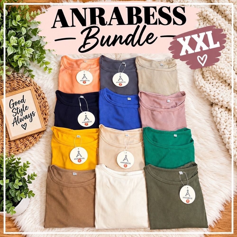 Anrabess 12/Bundle Ribbed Knit Short Sleeve T-Shirts XXL NWT Multicolor Wokwear
